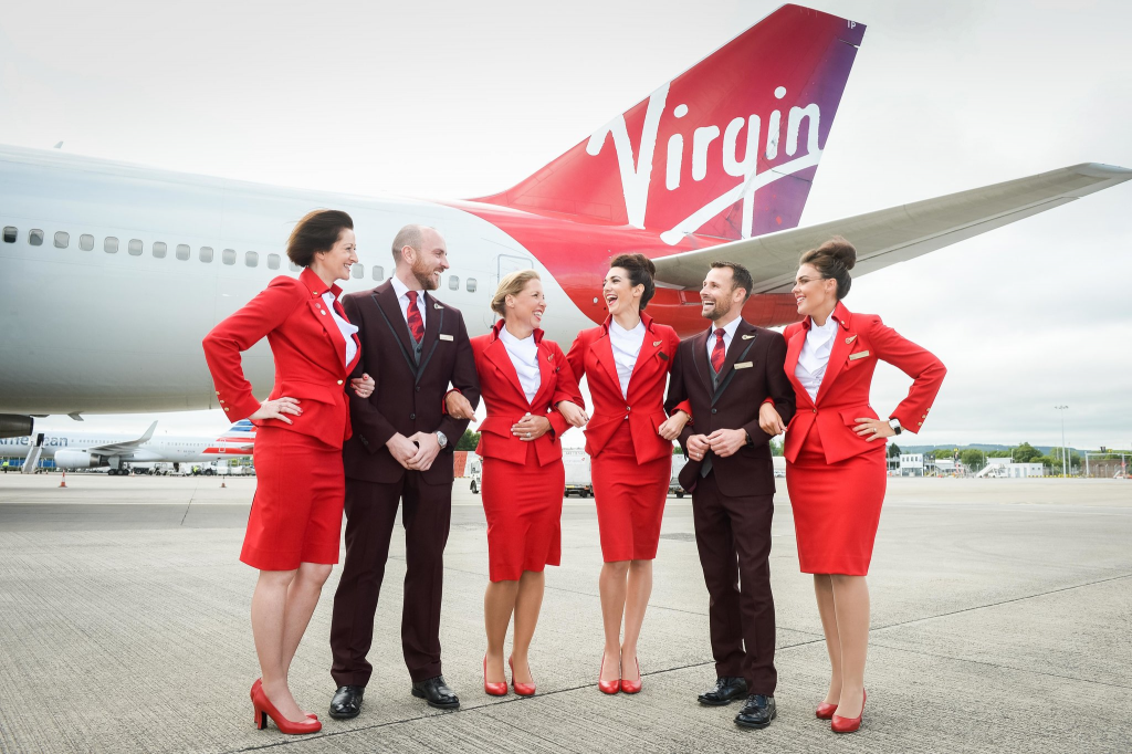 Crew members at British airline Virgin Atlantic with tattoo